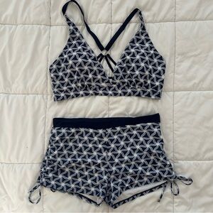 IN'VOLAND Women's Plus Size 18W Navy Blue & White Bikini Set Swimsuit